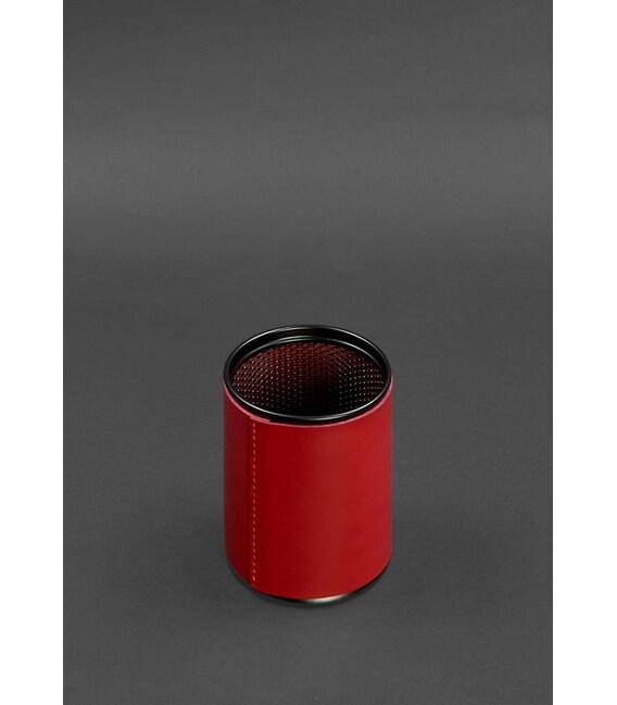 Стакан для ручек в кожаном чехле красный краст фото, картинка, изображение