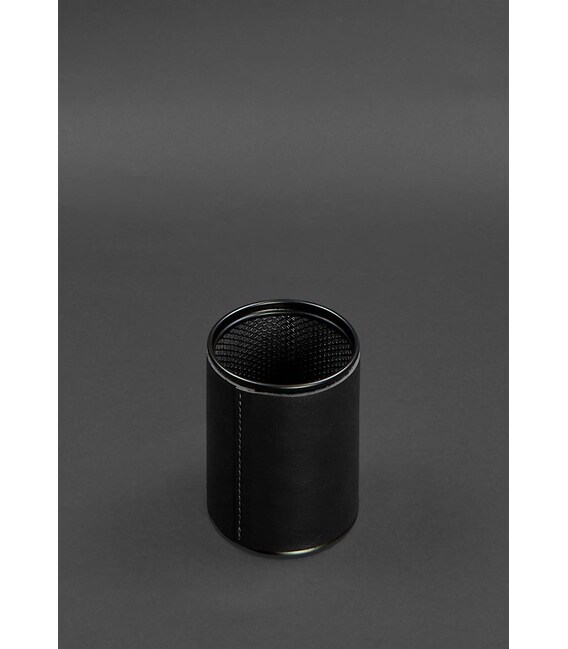 Стакан для ручок у шкіряному чохлі чорний краст картинка, зображення, фото