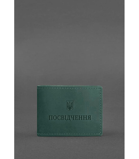Универсальная кожаная обложка для удостоверения зеленая Crazy Horse фото, картинка, изображение