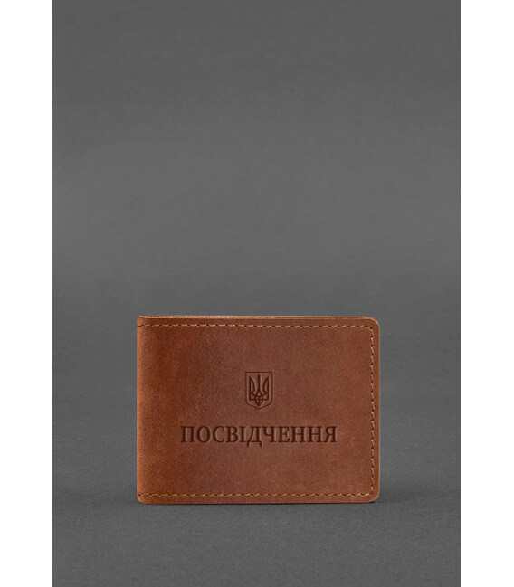 Универсальная кожаная обложка для удостоверения светло-коричневая Crazy Horse фото, картинка, изображение