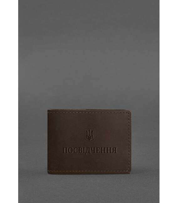 Універсальна шкіряна обкладинка для посвідчення темно-коричнева Crazy Horse картинка, зображення, фото