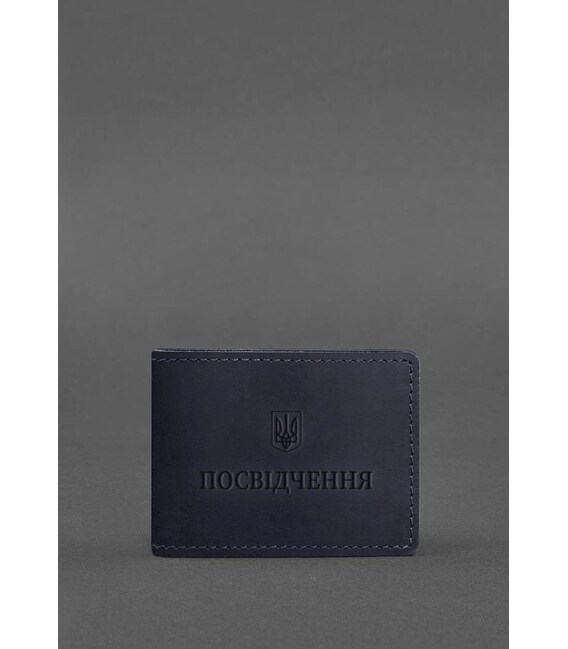 Универсальная кожаная обложка для удостоверения темно-синяя Crazy Horse фото, картинка, изображение