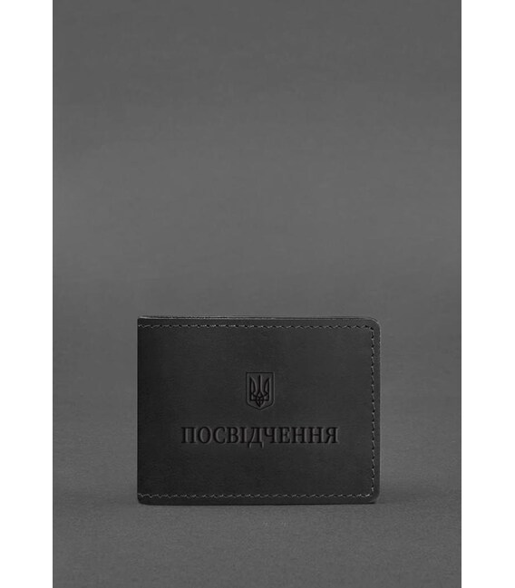 Універсальна шкіряна обкладинка для посвідчення чорна Crazy Horse картинка, зображення, фото