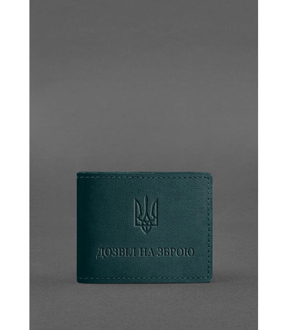 Кожаная обложка для разрешения на оружие зеленая фото, картинка, изображение