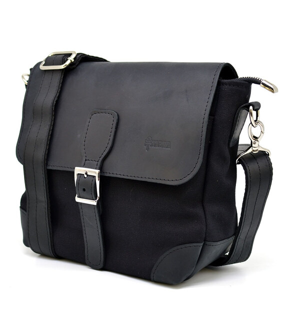 Сумка-месенджер через плече мікс тканини канваc та шкіри RAc-1309-3md TARWA фото, картинка, изображение