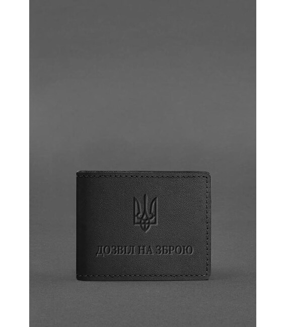 Кожаная обложка для разрешения на оружие Черная фото, картинка, изображение