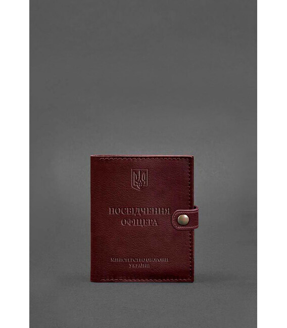 Кожаная обложка-портмоне для удостоверения офицера 11.0 бордовая фото, картинка, изображение