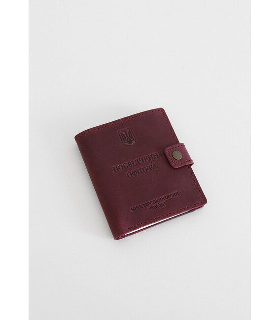 Кожаная обложка-портмоне для удостоверения офицера 11.0 бордовая Crazy Horse фото, картинка, изображение