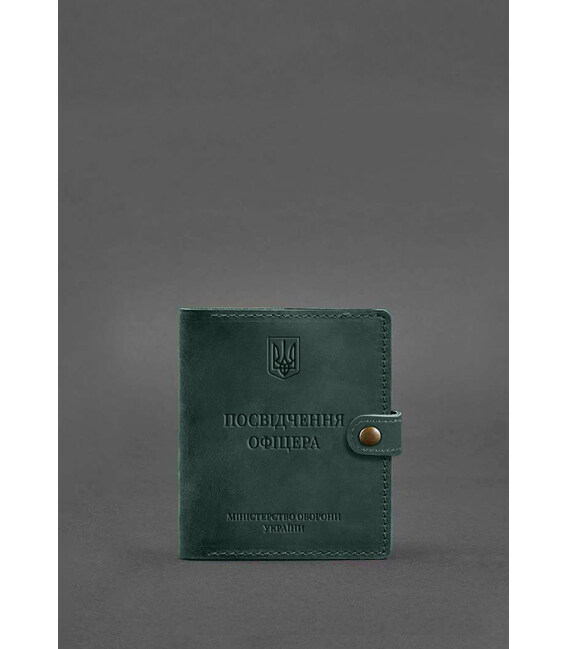 Кожаная обложка-портмоне для удостоверения офицера 11.0 зеленая Crazy Horse фото, картинка, изображение