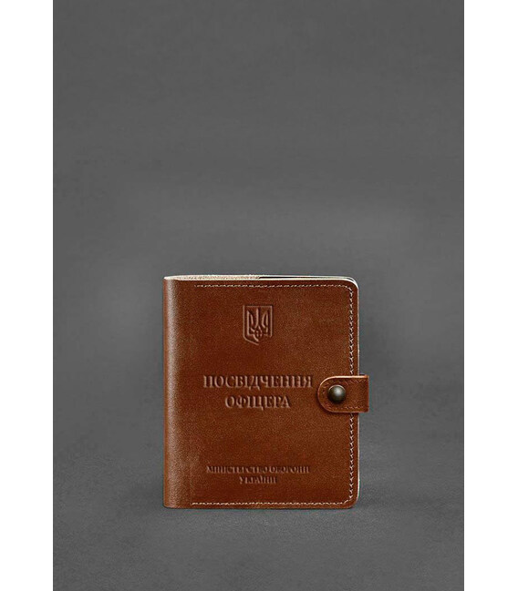 Кожаная обложка-портмоне для удостоверения офицера 11.0 светло-коричневая фото, картинка, изображение
