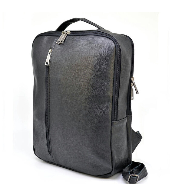 Шкіряний чоловічий рюкзак чорний TARWA FA-7287-3md на два відділи картинка, зображення, фото