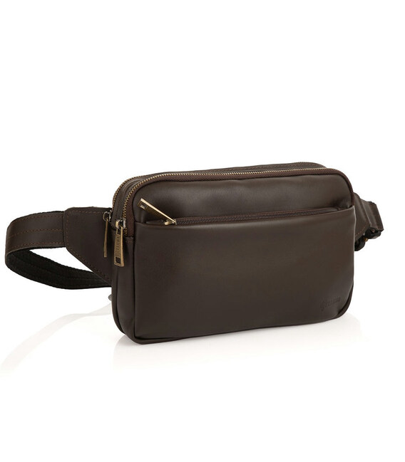 Сумка шкіряна на пояс коричнева гладка GC-0741-3md TARWA фото, картинка, изображение