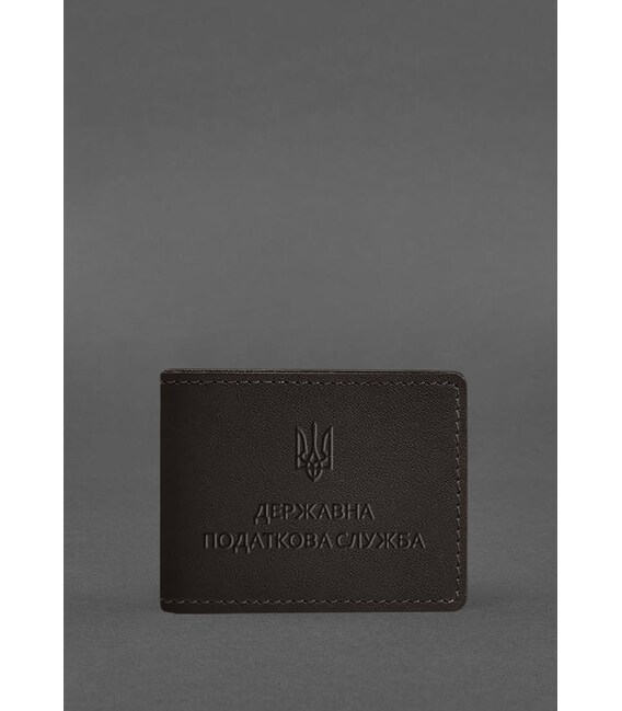 Шкіряна обкладинка на посвідчення Державної податкової служби темно-коричнева картинка, зображення, фото