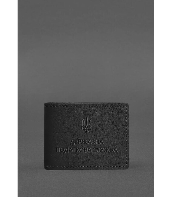 Кожаная обложка на удостоверение Государственной налоговой службы Черная фото, картинка, изображение