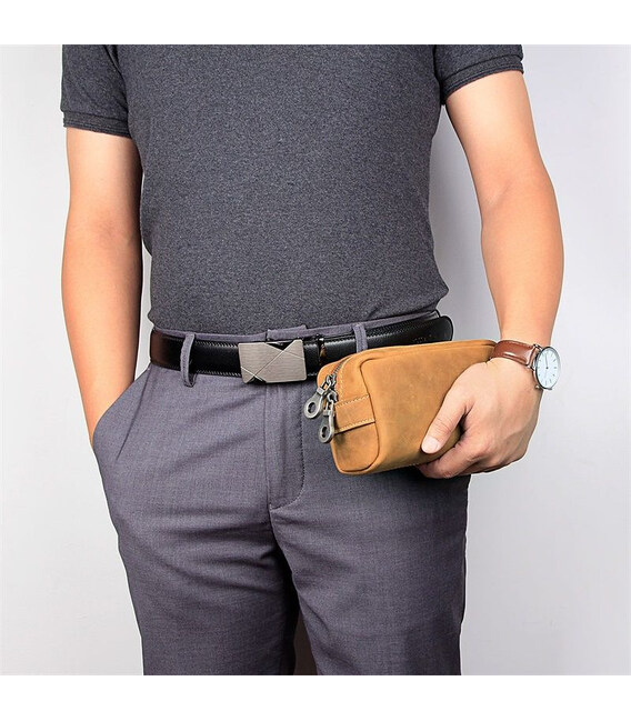 Шкіряний несесер, косметичка, органайзер коричневий John McDee C013B картинка, зображення, фото