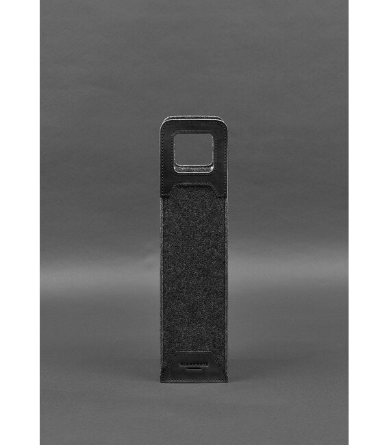 Чохол для вина 1.0 із фетру зі шкіряними вставками чорний Crazy Horse картинка, зображення, фото