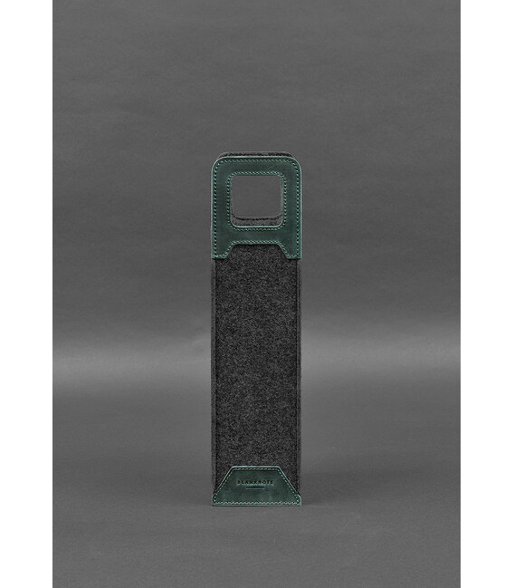 Чохол для вина 1.0 із фетру зі шкіряними вставками зелений Crazy Horse картинка, зображення, фото