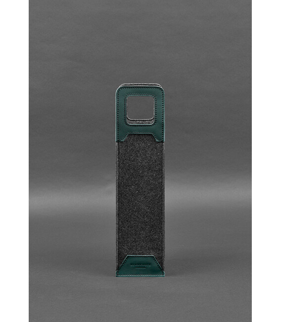 Чехол для вина 1.0 из фетра с кожаными вставками зеленый Краст фото, картинка, изображение