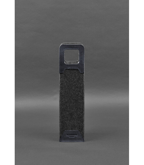 Чехол для вина 1.0 из фетра с кожаными вставками синий Crazy Horse фото, картинка, изображение