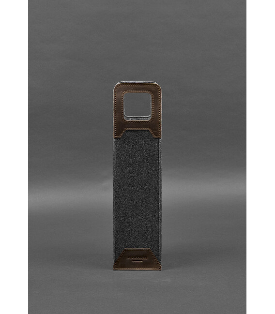 Чохол для вина 1.0 із фетру зі шкіряними вставками темно-коричневий Crazy Horse картинка, зображення, фото