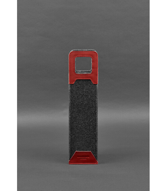 Чехол для вина 1.0 из фетра с кожаными вставками красный Краст фото, картинка, изображение