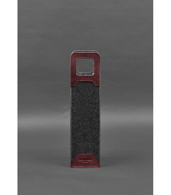 Чохол для вина 1.0 із фетру зі шкіряними вставками бордовий Crazy Horse картинка, зображення, фото