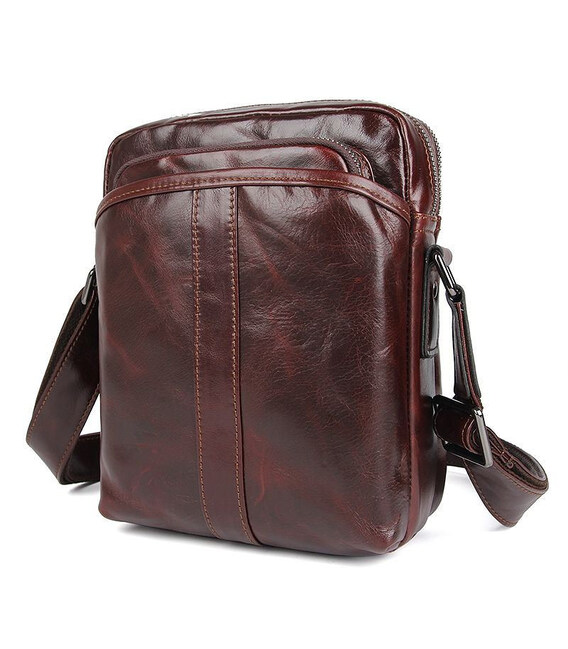 Чоловічі шкіряні сумки месенджер на плече коричнева John McDee 1054X фото, картинка, изображение