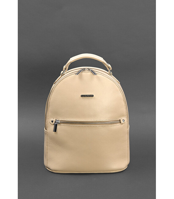 Кожаный женский мини-рюкзак Kylie Светло-бежевый краст фото, картинка, изображение