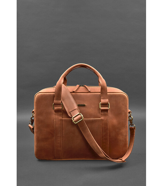 Шкіряна сумка для ноутбука та документів світло-коричнева Crazy Horse картинка, зображення, фото