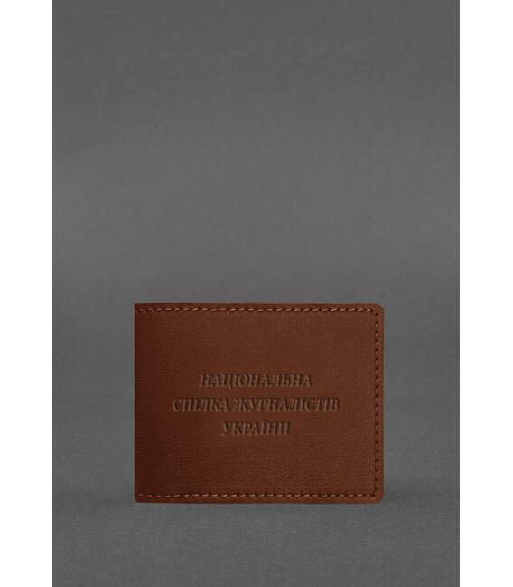 Кожаная обложка для удостоверения журналиста светло-коричневая фото, картинка, изображение