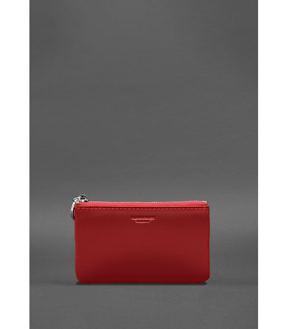 Кожаная монетница / мини-косметичка 3.0 красная краст фото, картинка, изображение