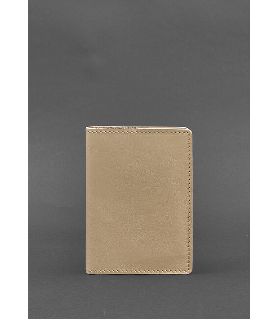 Шкіряна обкладинка для паспорта та військового квитка 1.3 світло-бежева картинка, зображення, фото