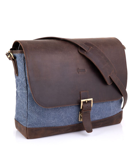 Чоловіча синя сумка із канвасу через плече RK-1809-4lx Tarwa фото, картинка, изображение