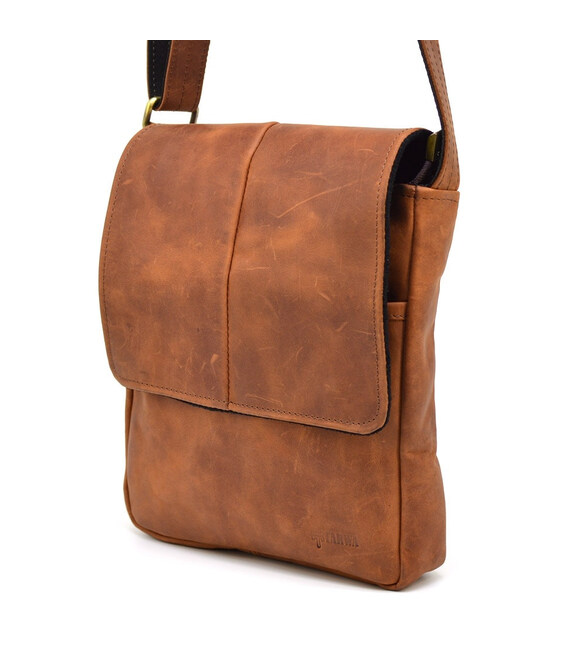 Чоловіча шкіряна сумка через плече RB-1301-3md TARWA з клапаном руда фото, картинка, изображение