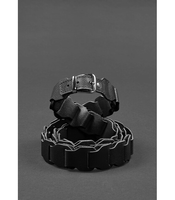 Женский кожаный бохо-ремень черный Saffiano фото, картинка, изображение