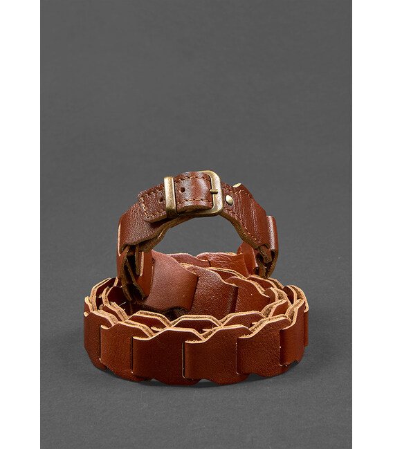 Женский кожаный бохо-ремень светло-коричневый краст фото, картинка, изображение