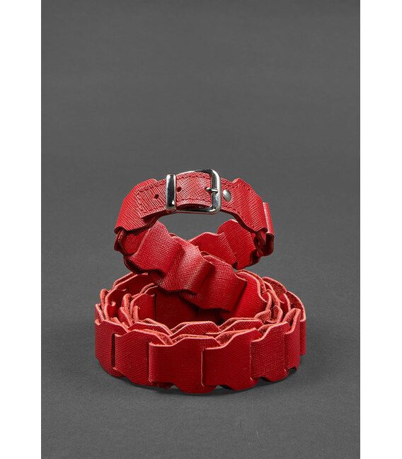 Женский кожаный бохо-ремень красный Saffiano фото, картинка, изображение