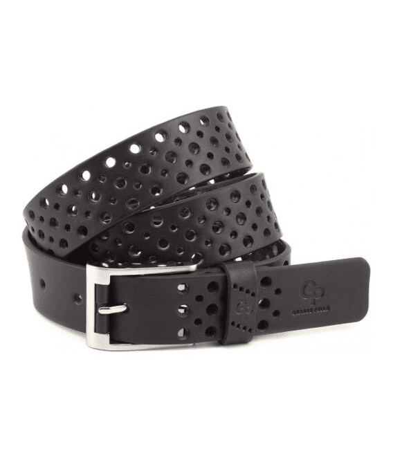 Шкіряний ремінь Rullo 38мм, перфорація чорний Grande Pelle картинка, зображення, фото