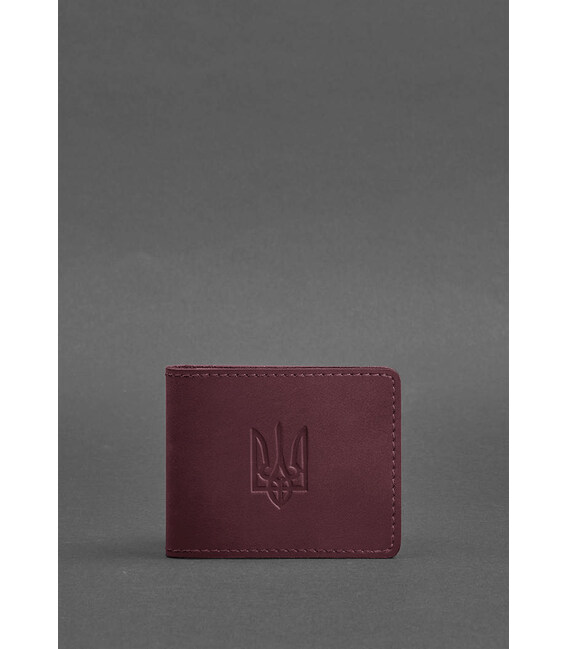 Шкіряна обкладинка для посвідчення з гербом, бордовий Crazy Horse картинка, зображення, фото