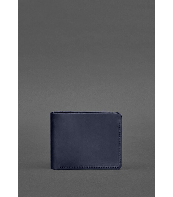 Кожаное портмоне 4.4 (с зажимом) синий краст фото, картинка, изображение