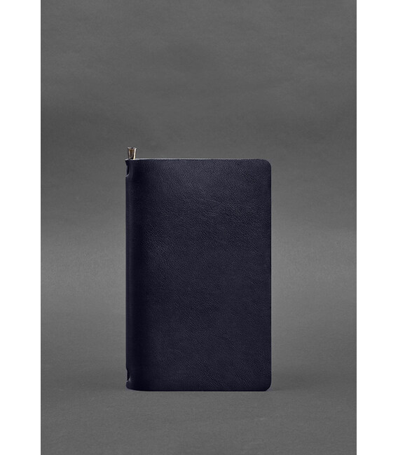 Кожаный блокнот (софт-бук) 8.0 на резинке синий краст фото, картинка, изображение