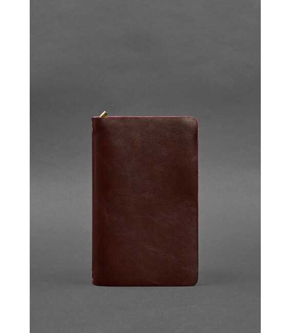 Кожаный блокнот (софт-бук) 8.0 на резинке бордовый краст фото, картинка, изображение