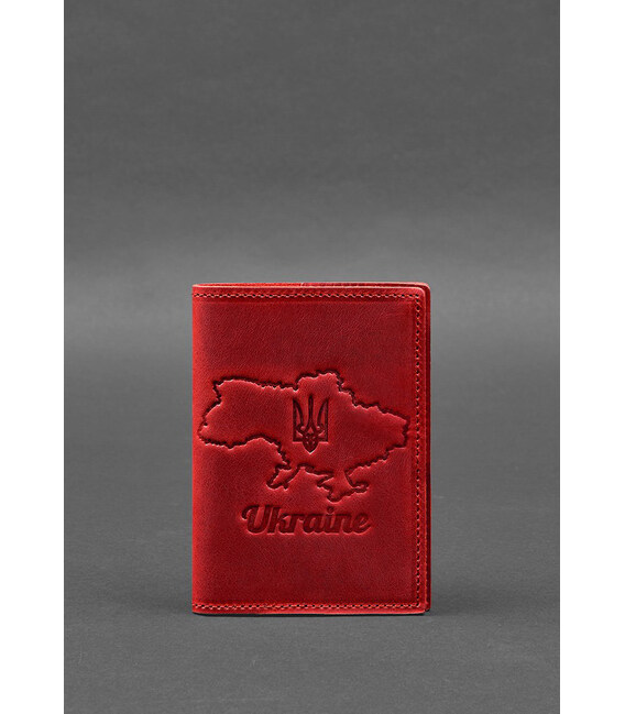 Кожаная обложка для паспорта с картой Украины коралл Crazy Horse фото, картинка, изображение