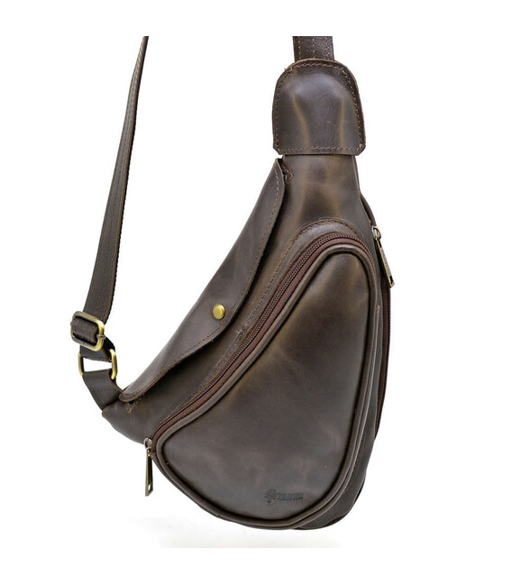 Шкіряний рюкзак TARWA TC-3026-3md на одне плече з накладною кишенею фото, картинка, изображение