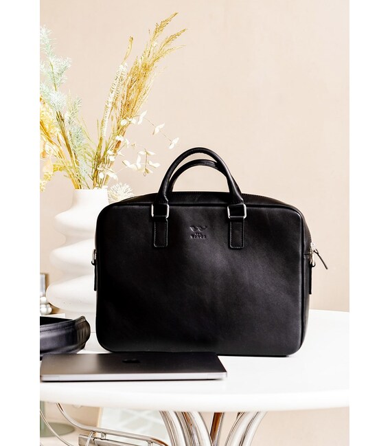 Кожаная деловая сумка Briefcase 2.0 черная фото, картинка, изображение
