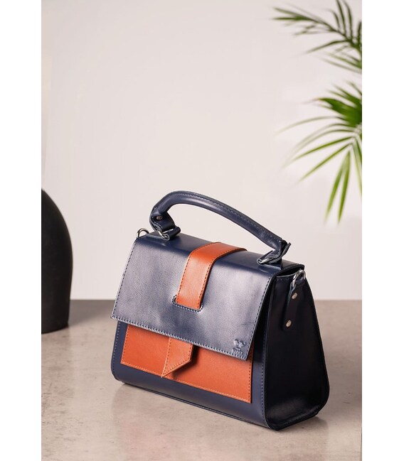 Жіноча шкіряна сумка Ester синьо-коричнева картинка, зображення, фото