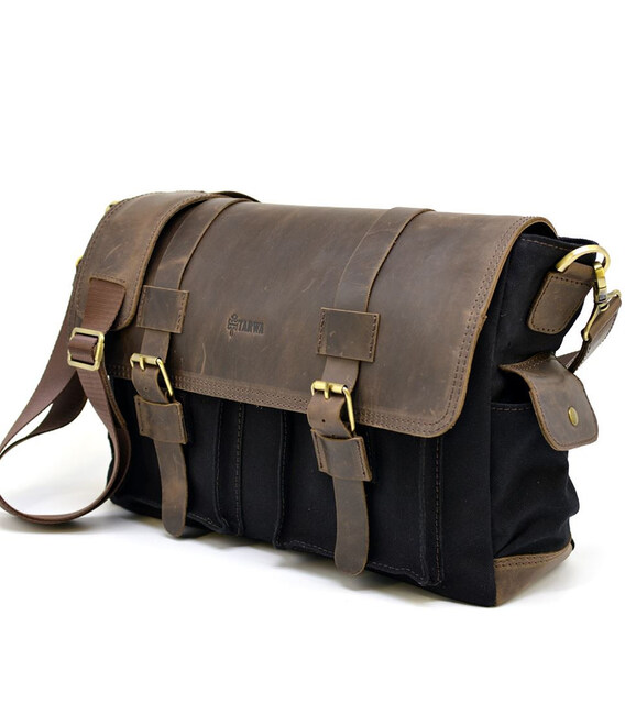 Сумка через плече з парусини канвас і шкіри крейзі RAc-6690-4lx бренду Tarwa фото, картинка, изображение