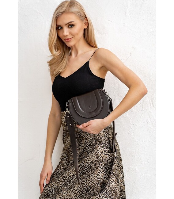 Женская кожаная сумка Mandy темно-коричневая фото, картинка, изображение