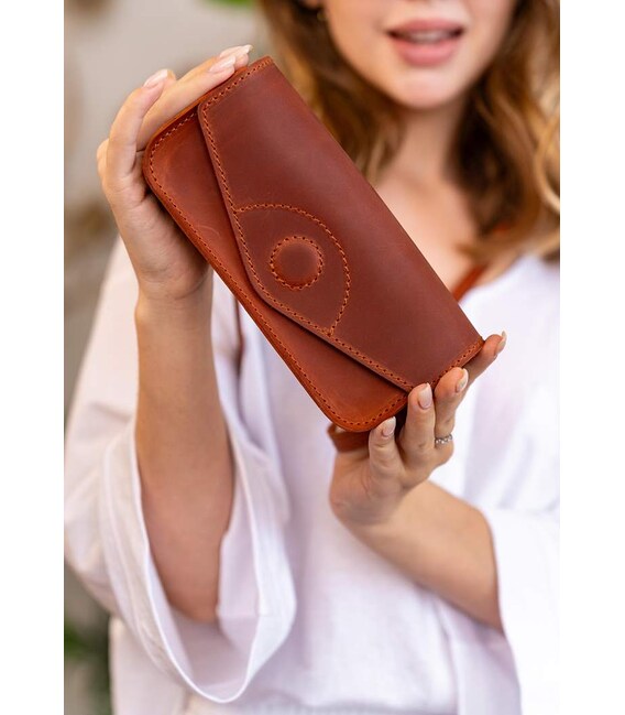 Кожаная сумка-футляр для очков (мини-сумка) светло-коричневая Crazy Horse фото, картинка, изображение