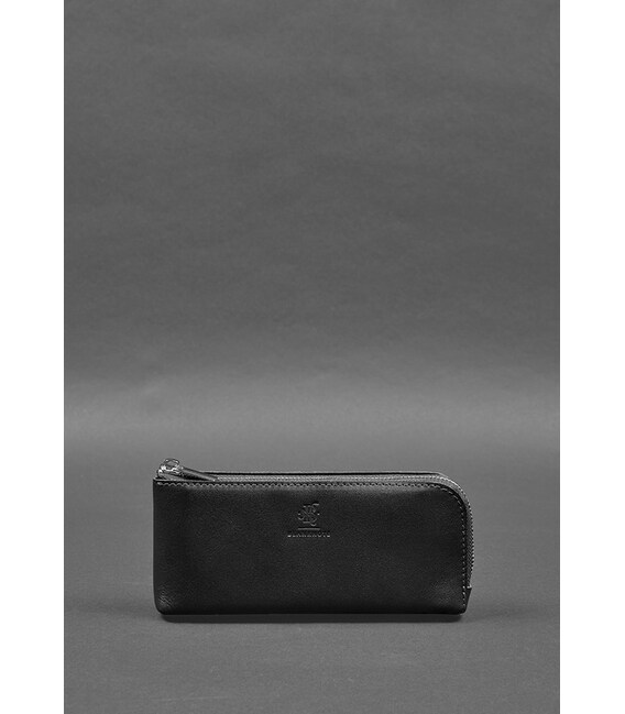 Кожаное портмоне-купюрник на молнии 14.0 Черное фото, картинка, изображение